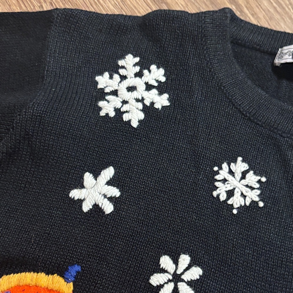 VTG Oversized Black Blue Sweater Colorful Skates Winter Holiday Ugly knit 90s M - Picture 6 of 8